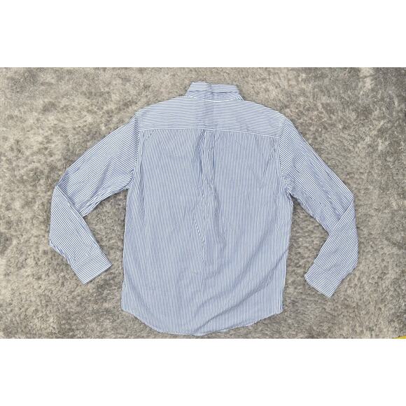 American Eagle Men's Medium Blue Striped Athletic Cotton Button Shirt - Picture 3 of 7